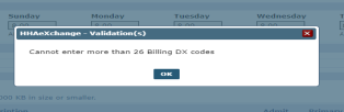 Validation: Billing DX Code Limit